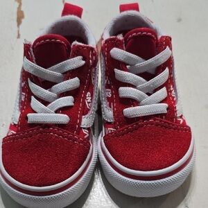 Vans Kids Red and White Sneakers